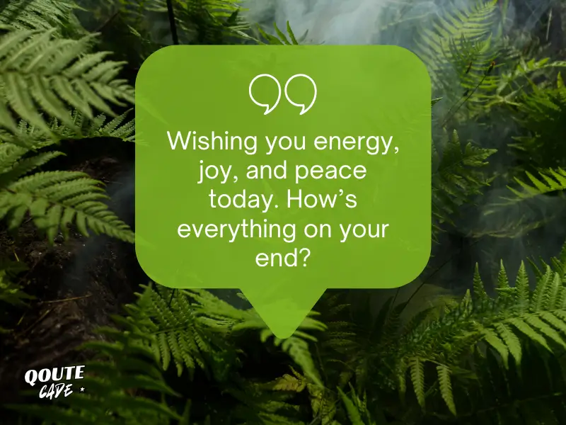 Wishing you energy, joy, and peace today. How’s everything on your end?
