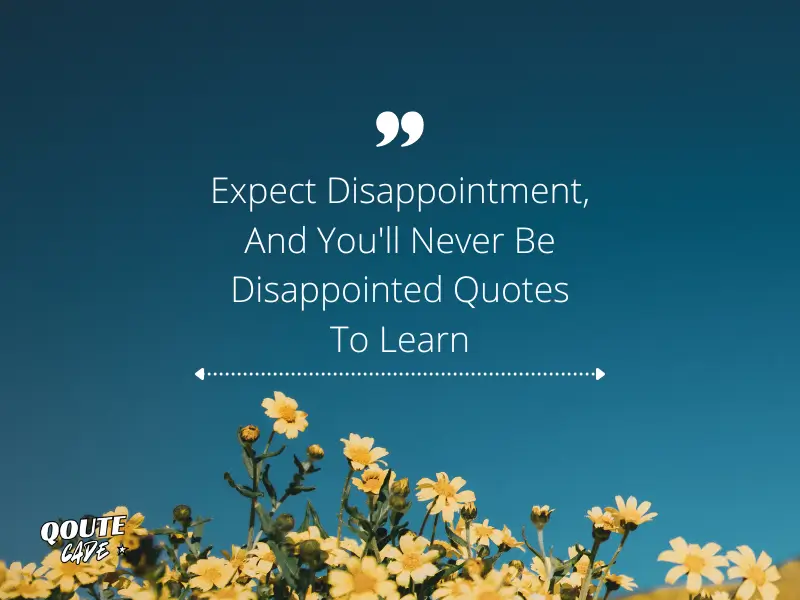 Expect Disappointment, And You'll Never Be Disappointed Quotes To Learn